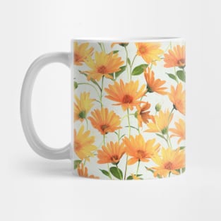 Painted Radiant Orange Daisies on off-white Mug